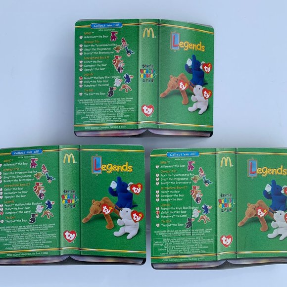 McDonalds TY Teenie Beanie Babies LEGENDS Chilly Peanuts Humphrey SET of 3 - Picture 6 of 10